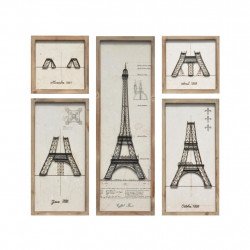 Plechové a drevené obrazy 90x90 Eiffel na kusy