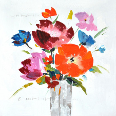 Maľovaný originál 60x60 Kvetiny vo váze 3
