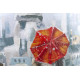 Maľovaný originál 100x70 Červený dáždnik