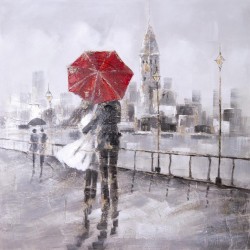 Maľovaný originál 80x80 Červený dáždnik