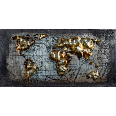 Kovový obraz 80x40 Mapa sveta